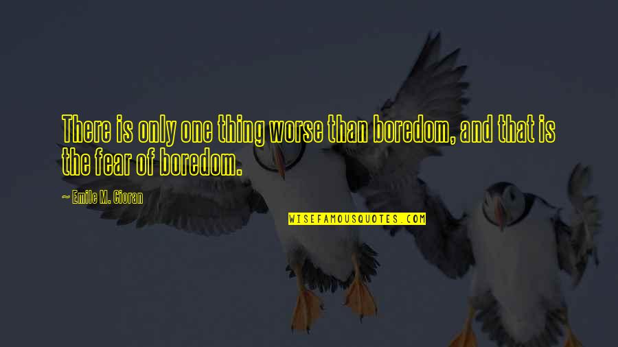 Udvaros Ll S Quotes By Emile M. Cioran: There is only one thing worse than boredom,