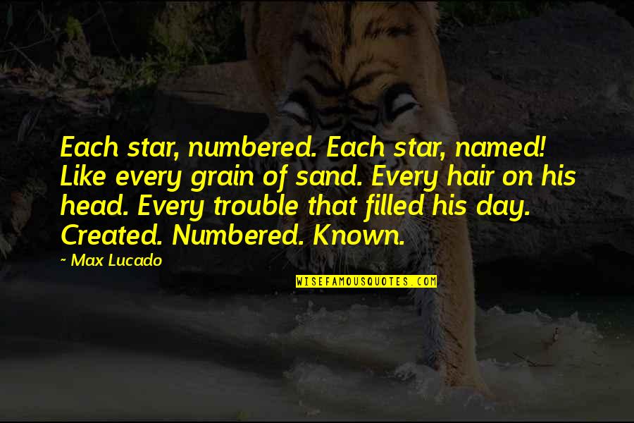 Ueki Japan Quotes By Max Lucado: Each star, numbered. Each star, named! Like every