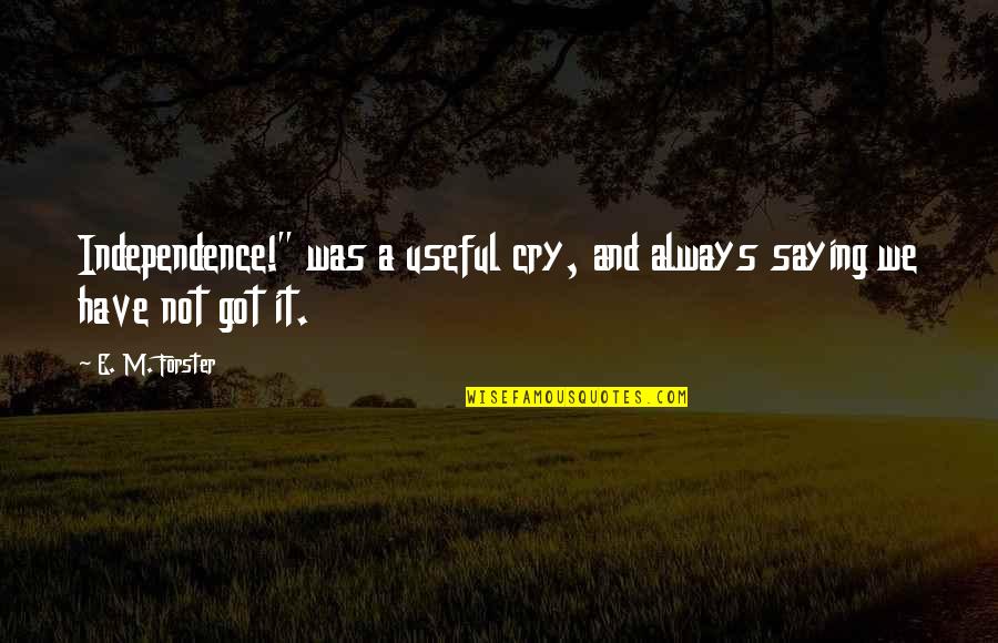 Uglies Theme Quotes By E. M. Forster: Independence!" was a useful cry, and always saying