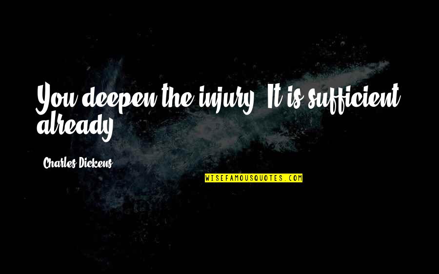 Uglies Westerfeld Quotes By Charles Dickens: You deepen the injury. It is sufficient already. Uglies Westerfeld Quotes By Charles Dickens: You deepen the injury. It is sufficient already.