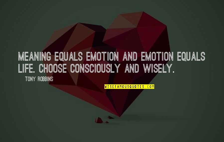 Ugly Constance Briscoe Quotes By Tony Robbins: Meaning equals emotion and emotion equals life. Choose