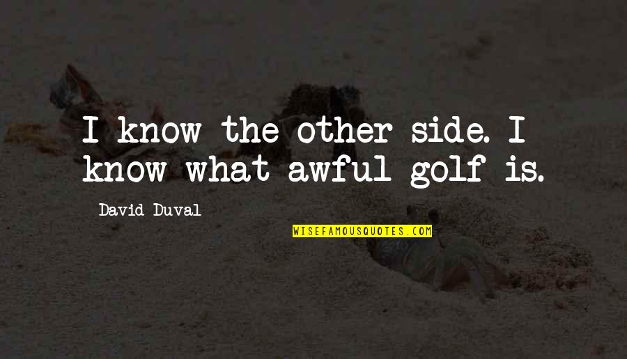 Ugly Inside Quotes By David Duval: I know the other side. I know what