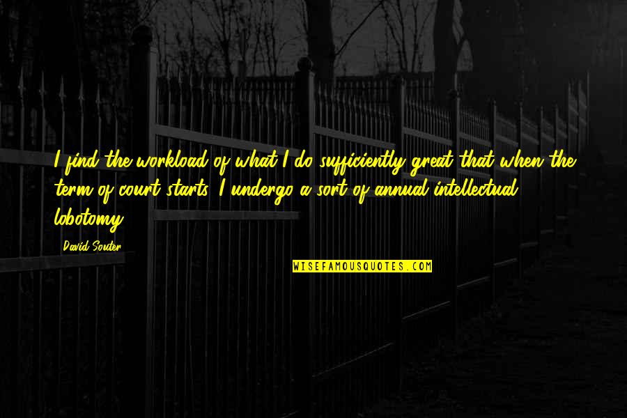 Uhrmacher Werkstatt Quotes By David Souter: I find the workload of what I do