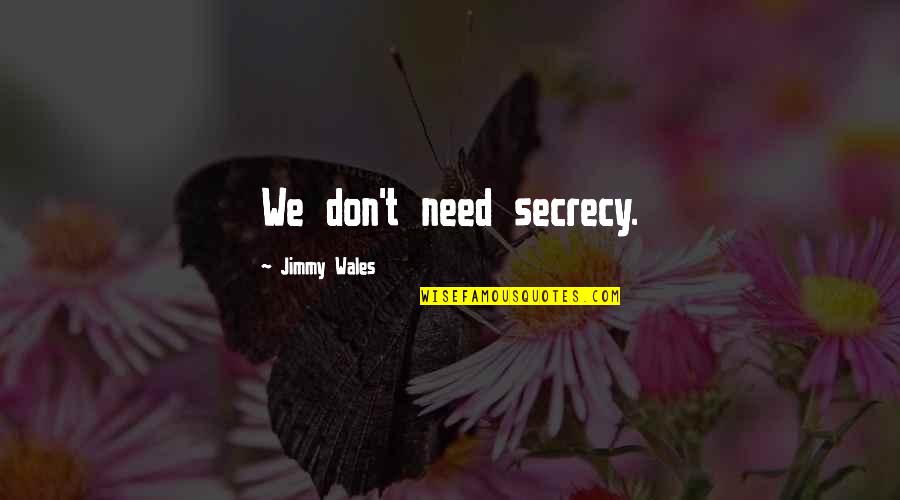 Uitm Puncak Quotes By Jimmy Wales: We don't need secrecy. Uitm Puncak Quotes By Jimmy Wales: We don't need secrecy.
