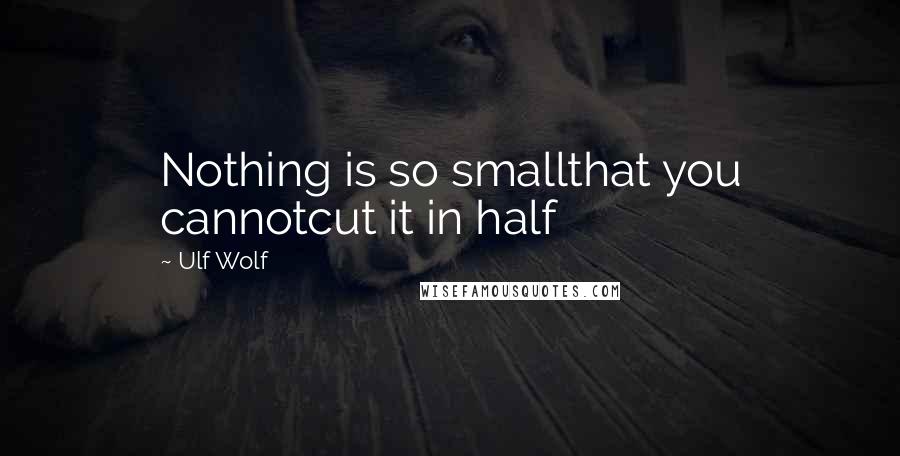 Ulf Wolf quotes: Nothing is so smallthat you cannotcut it in half