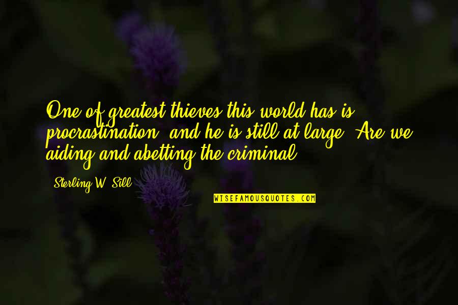 Ulises Y Ainhoa Quotes By Sterling W. Sill: One of greatest thieves this world has is