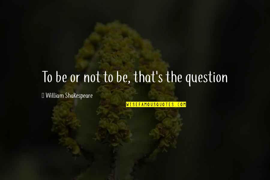 Ullumi Quotes By William Shakespeare: To be or not to be, that's the