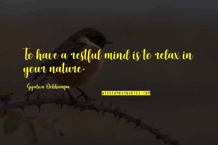 Ulmenstrasse Quotes By Gyalwa Dokhampa: To have a restful mind is to relax