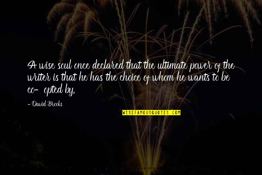 Ultimate Power Quotes By David Brooks: A wise soul once declared that the ultimate