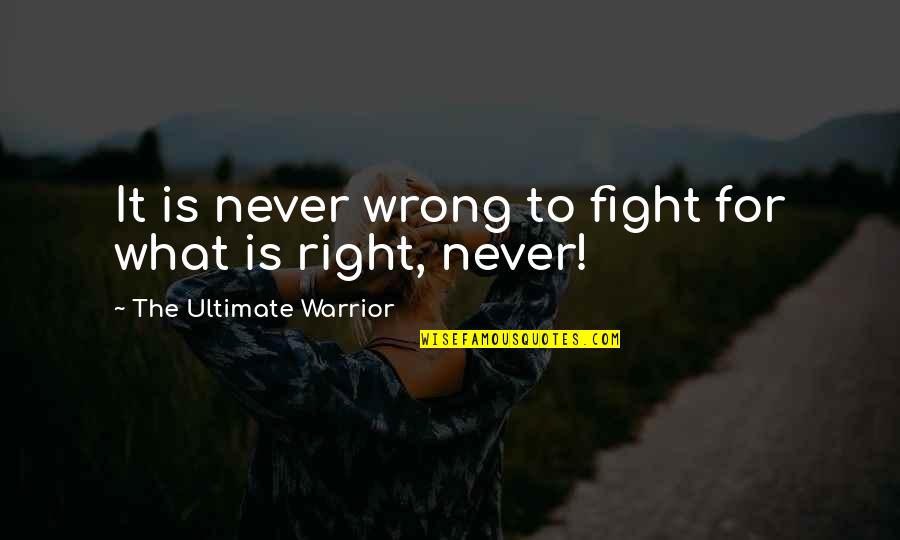 Ultimate Warrior's Best Quotes By The Ultimate Warrior: It is never wrong to fight for what