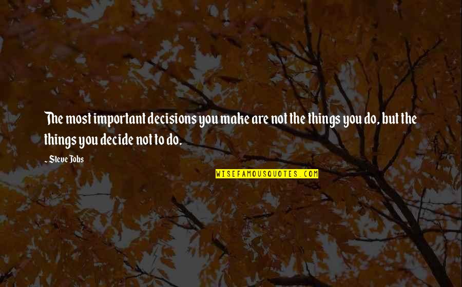 Ulumalu Quotes By Steve Jobs: The most important decisions you make are not Ulumalu Quotes By Steve Jobs: The most important decisions you make are not