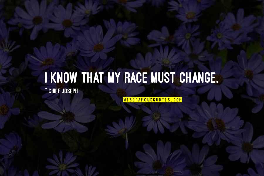 Um Happy Quotes By Chief Joseph: I know that my race must change.