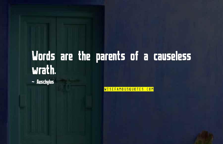 Uma Narayan Quotes By Aeschylus: Words are the parents of a causeless wrath.