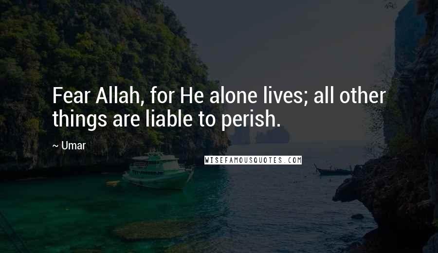 Umar quotes: Fear Allah, for He alone lives; all other things are liable to perish.