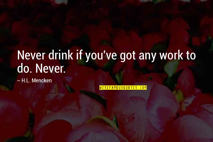 Ummagumma Lyrics Quotes By H.L. Mencken: Never drink if you've got any work to