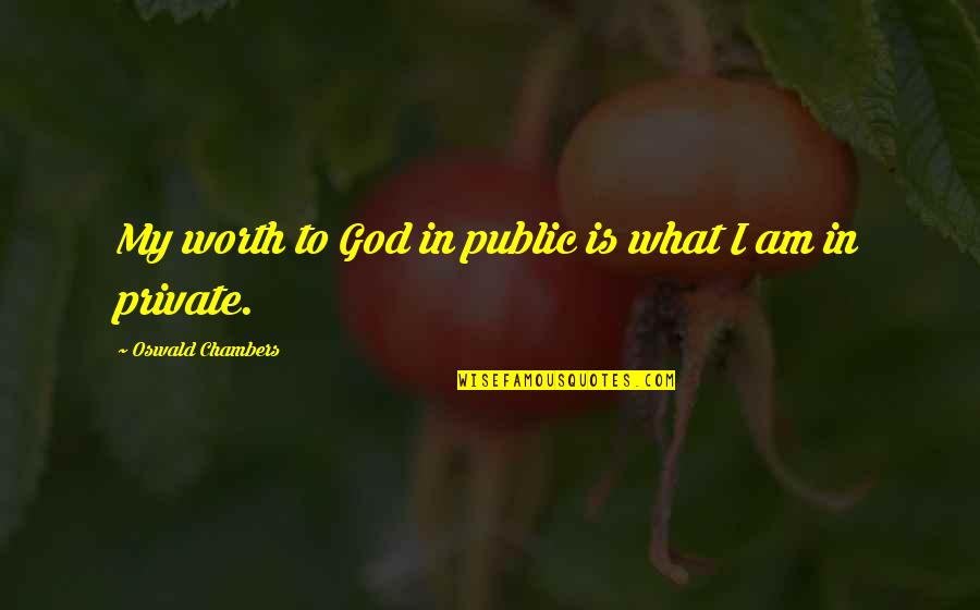 Un Beso Quotes By Oswald Chambers: My worth to God in public is what