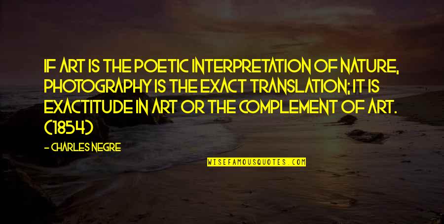 Un Complement Quotes By Charles Negre: If art is the poetic interpretation of nature,