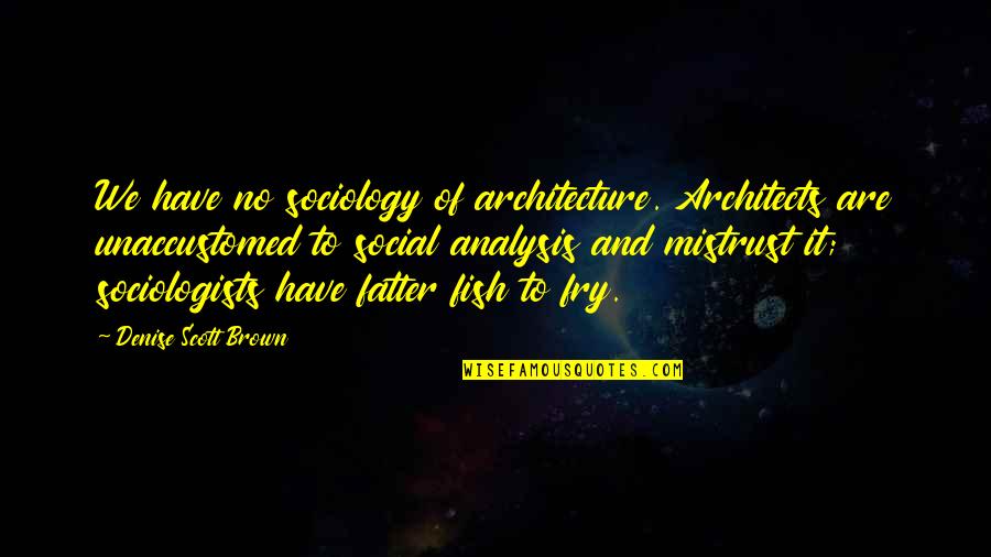 Unaccustomed Quotes By Denise Scott Brown: We have no sociology of architecture. Architects are