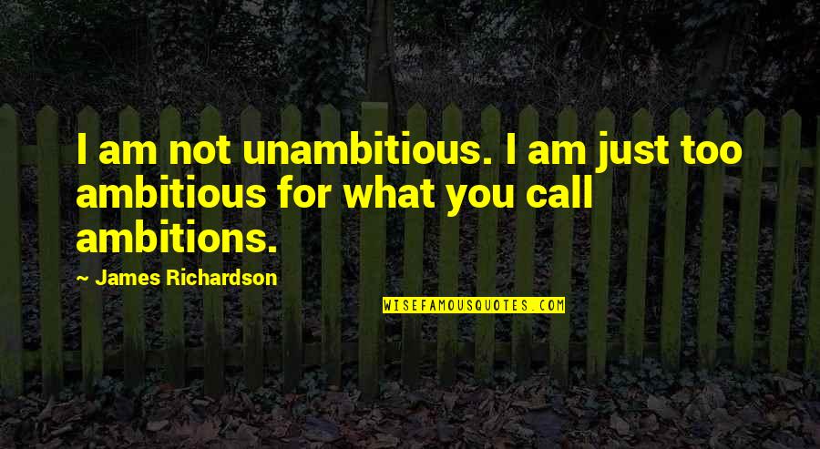 Unambitious Quotes By James Richardson: I am not unambitious. I am just too