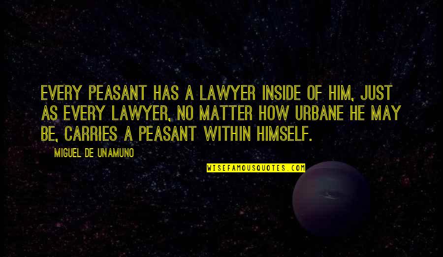 Unamuno Quotes By Miguel De Unamuno: Every peasant has a lawyer inside of him,