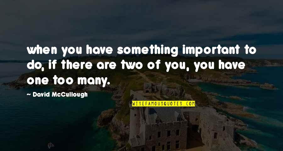 Unawaken Quotes By David McCullough: when you have something important to do, if Unawaken Quotes By David McCullough: when you have something important to do, if