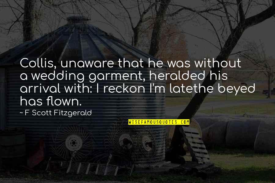 Unaware Quotes By F Scott Fitzgerald: Collis, unaware that he was without a wedding