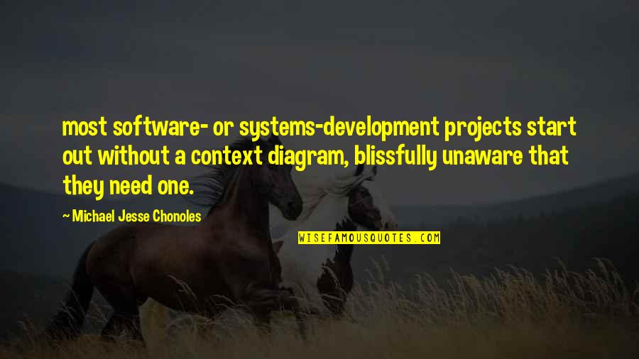 Unaware Quotes By Michael Jesse Chonoles: most software- or systems-development projects start out without
