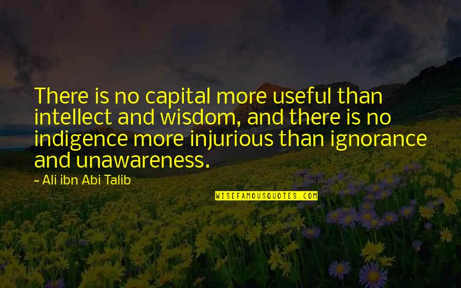 Unawareness Quotes By Ali Ibn Abi Talib: There is no capital more useful than intellect