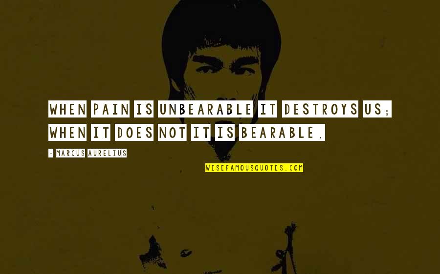 Unbearable Hurt Quotes By Marcus Aurelius: When pain is unbearable it destroys us; when