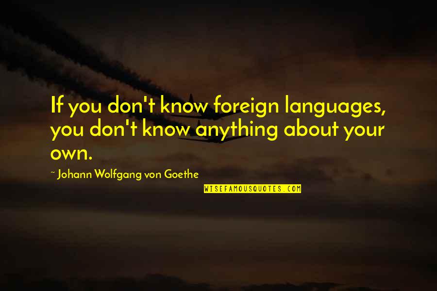 Unbeknownst Define Quotes By Johann Wolfgang Von Goethe: If you don't know foreign languages, you don't