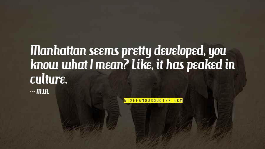 Unbottle Your Tea Quotes By M.I.A.: Manhattan seems pretty developed, you know what I