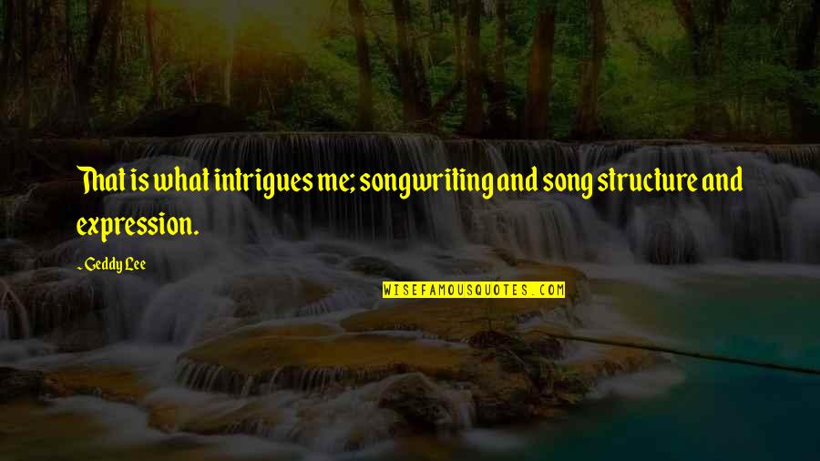 Unbounded Love Quotes By Geddy Lee: That is what intrigues me; songwriting and song
