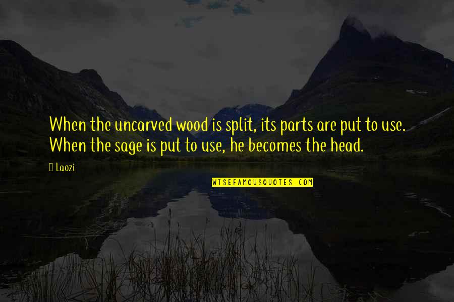 Uncarved Quotes By Laozi: When the uncarved wood is split, its parts