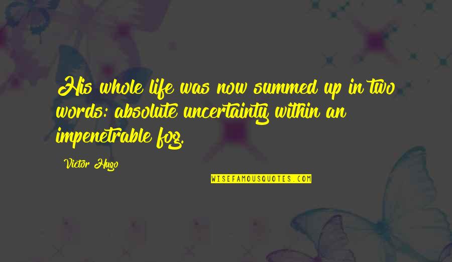 Uncertainty Life Quotes By Victor Hugo: His whole life was now summed up in
