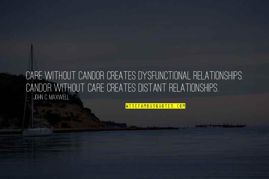 Uncertainty Philosophy Quotes By John C. Maxwell: Care without candor creates dysfunctional relationships. Candor without