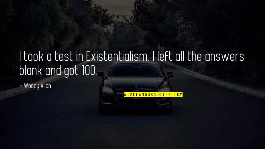 Uncertainty Quotes By Woody Allen: I took a test in Existentialism. I left