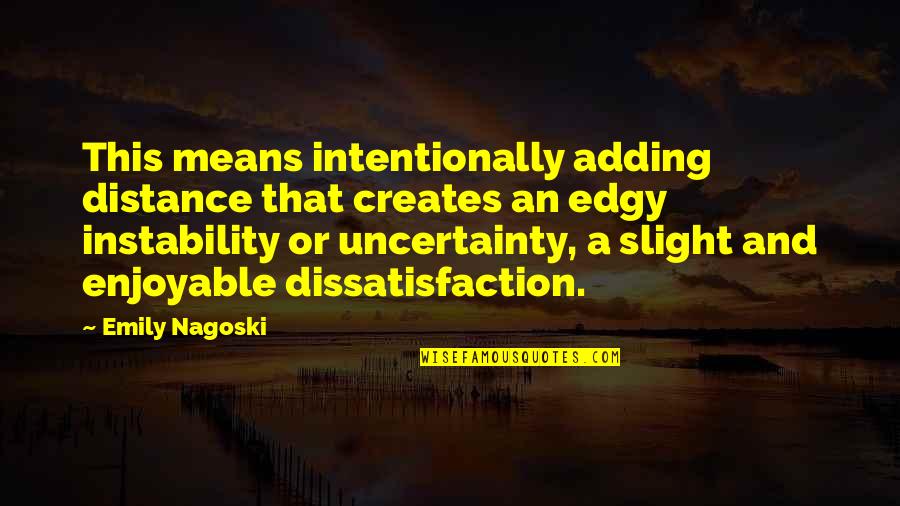 Uncertainty's Quotes By Emily Nagoski: This means intentionally adding distance that creates an