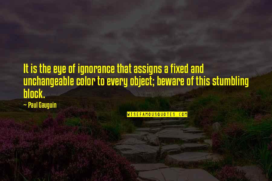 Unchangeable Quotes By Paul Gauguin: It is the eye of ignorance that assigns