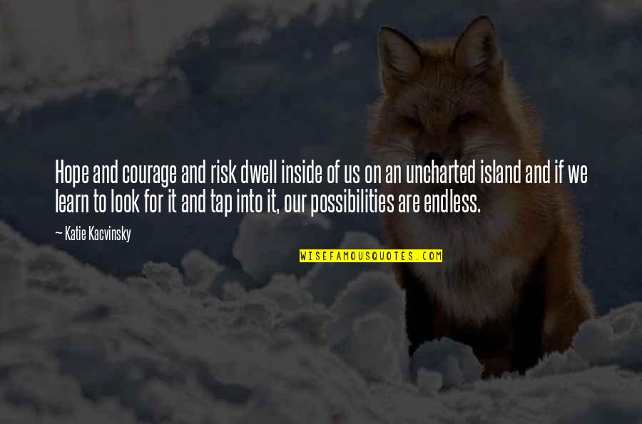 Uncharted 3 Quotes By Katie Kacvinsky: Hope and courage and risk dwell inside of Uncharted 3 Quotes By Katie Kacvinsky: Hope and courage and risk dwell inside of