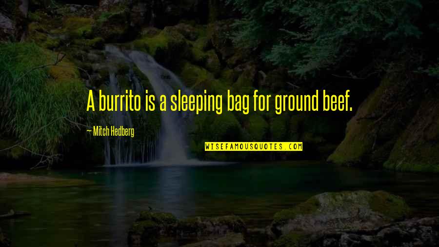Unconcealed Enmity Quotes By Mitch Hedberg: A burrito is a sleeping bag for ground
