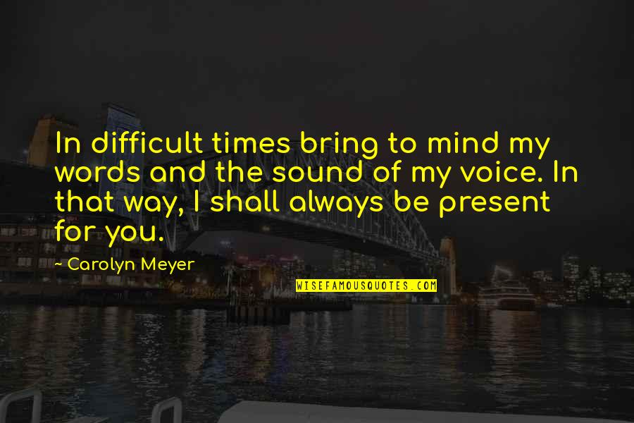Uncontaminated 6 Quotes By Carolyn Meyer: In difficult times bring to mind my words