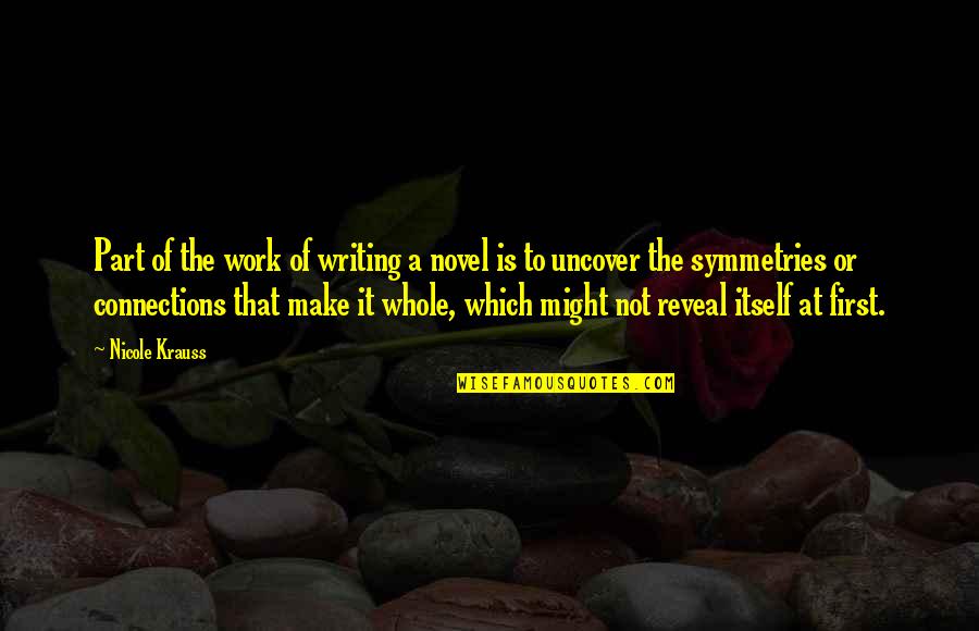 Uncover Quotes By Nicole Krauss: Part of the work of writing a novel Uncover Quotes By Nicole Krauss: Part of the work of writing a novel