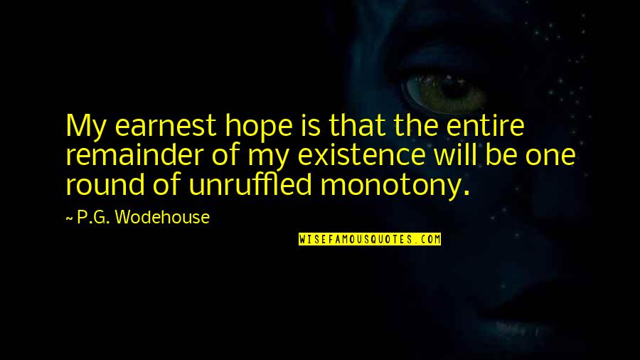 Unctuousness Quotes By P.G. Wodehouse: My earnest hope is that the entire remainder