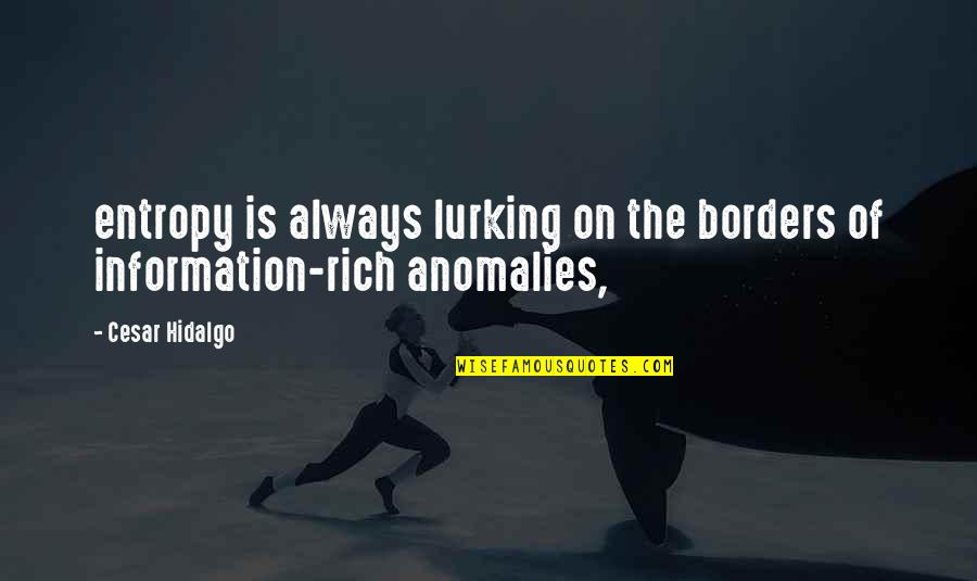 Undemanding Synonym Quotes By Cesar Hidalgo: entropy is always lurking on the borders of