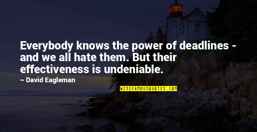 Undeniable Quotes By David Eagleman: Everybody knows the power of deadlines - and