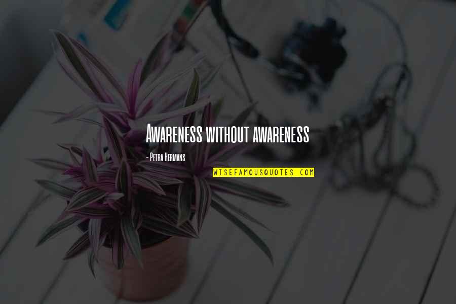 Undependable People Quotes By Petra Hermans: Awareness without awareness