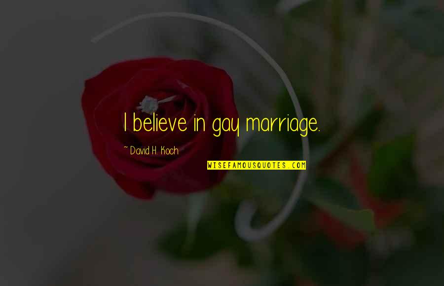 Under A Rock Quotes By David H. Koch: I believe in gay marriage.