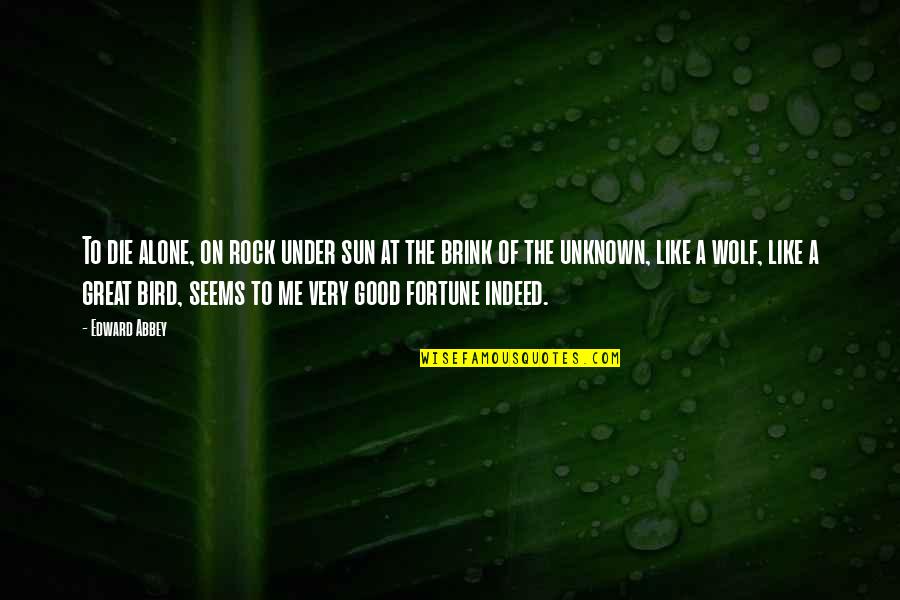 Under A Rock Quotes By Edward Abbey: To die alone, on rock under sun at
