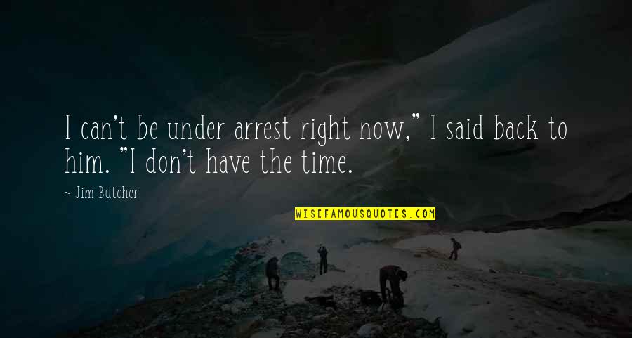 Under Arrest Quotes By Jim Butcher: I can't be under arrest right now," I