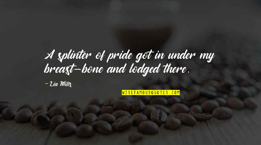 Under Breast Quotes By Lia Mills: A splinter of pride got in under my